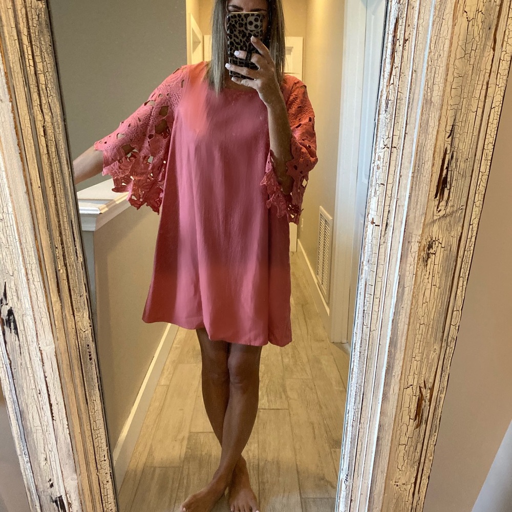 Umgee floral cutout sleeve dress
